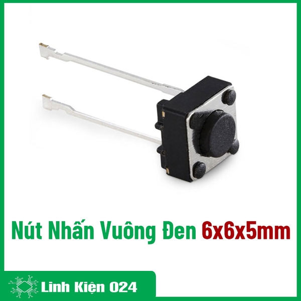 Nút Nhấn 2 Chân Vuông Đen 6x6x5mm - 1 Chiếc (K2C14-2)