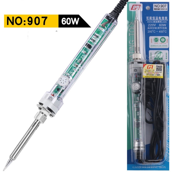 Combo Tay Hàn 907 60W Điều Chỉnh Nhiệt Độ Kèm Senser 907, Mũi hàn 907(T-K, T-Sk, T-I, T-2.TC)