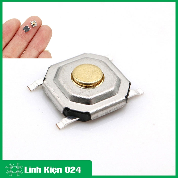Nút Nhấn 4 Chân SMD 4x4x1.5mm Đầu Đồng Chống Nước (K2C9-1)