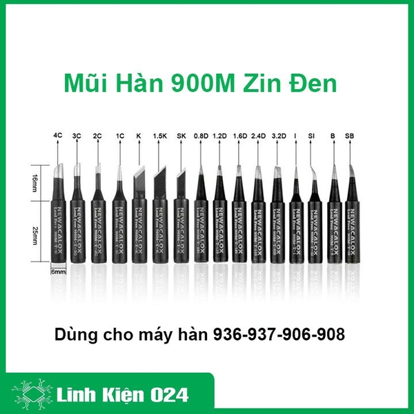 Mũi Hàn 900M Cho Máy Hàn 936/937 906 908 Loại Zin Màu Đen