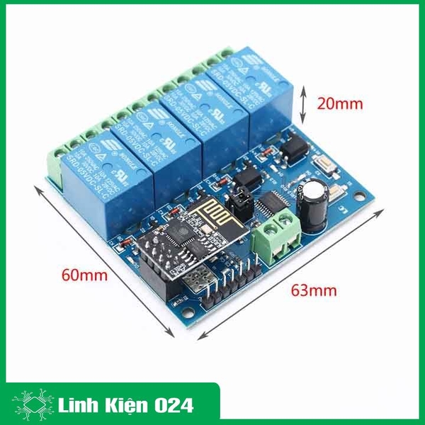 Module Relay ESP8266 ESP-01 DC 12 V 4 Kênh Hỗ Trợ  Điều Khiển Từ Xa Trên  Điện Thoại (K3D6)