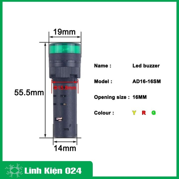 Đèn Báo Nguồn Có Còi AD16-16SM 24VDC