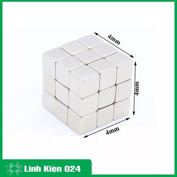 Bộ 10 Viên Nam Châm Đất Hiếm Vuông 4x4x4mm Siêu Từ Tính
