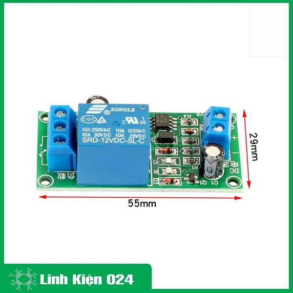 Module Tạo Trễ NE555 Đóng Cắt Relay 12VDC 0-60s (K4E2)