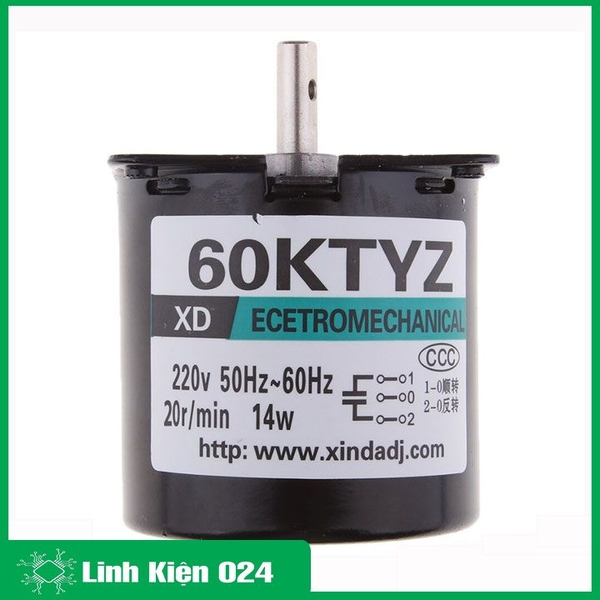 ĐỘNG CƠ GIẢM TỐC 220VAC 60KTYZ TRỤC 7MM