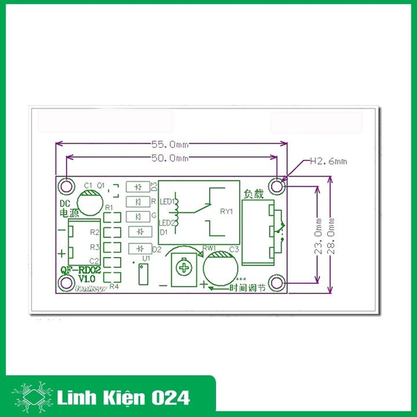 Module Tạo Trễ NE555 Đóng Cắt Relay 12VDC 0-60s (K4E2)