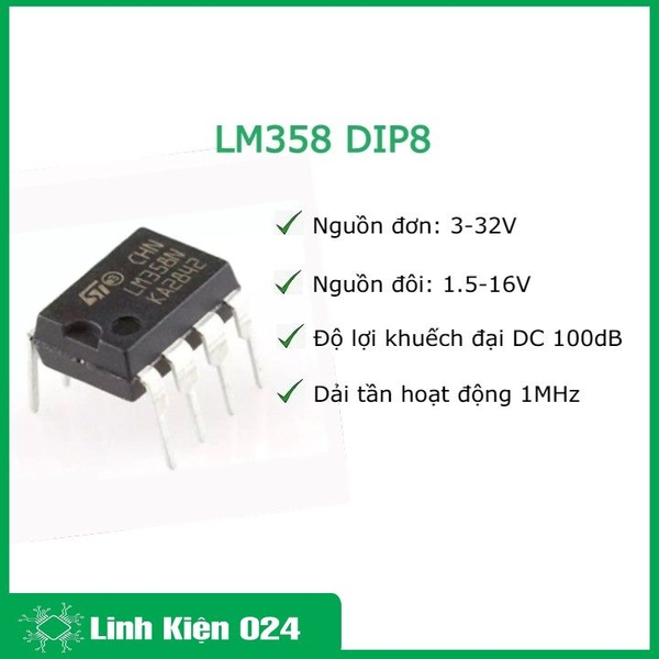 LM358 DIP8 (IC Khuếch Đại Thuật Toán) - 5 Con