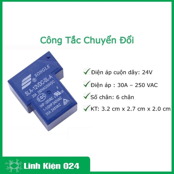 Công Tắc Chuyển Đổi - Relay Songle SLA 30A - 24V 6 Chân (K4F6)