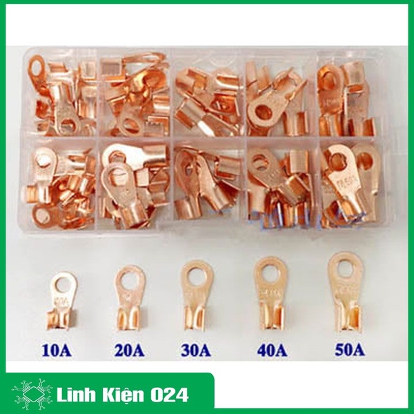 Đầu Cos Dây Điện Đồng Đỏ OT 5A-100A, Đầu Cốt Bấm Dây Điện, Cos Xe Nối Bình Acquy Xe Đạp, Xe Máy, Loa Âm Thanh