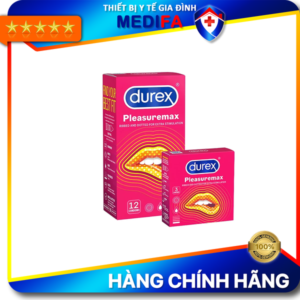 [COMBO] Hộp 12 Chiếc Bao Cao Su Durex Pleasuremax Và Hộp 3 Chiếc Bao Cao Su Durex Pleasuremax