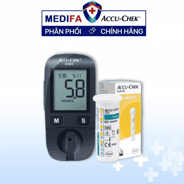 [COMBO] Máy Đo Đường Huyết ACCU-CHEK® Active (MMOL/L) Kèm Hộp 25 Que Thử & 25 Kim Lấy Máu