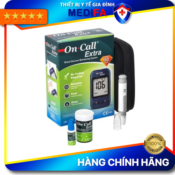 [COMBO] Máy Đo Đường Huyết On Call Extra (MMOL/L) Kèm Hộp 25 Que Thử & 25 Kim Lấy Máu
