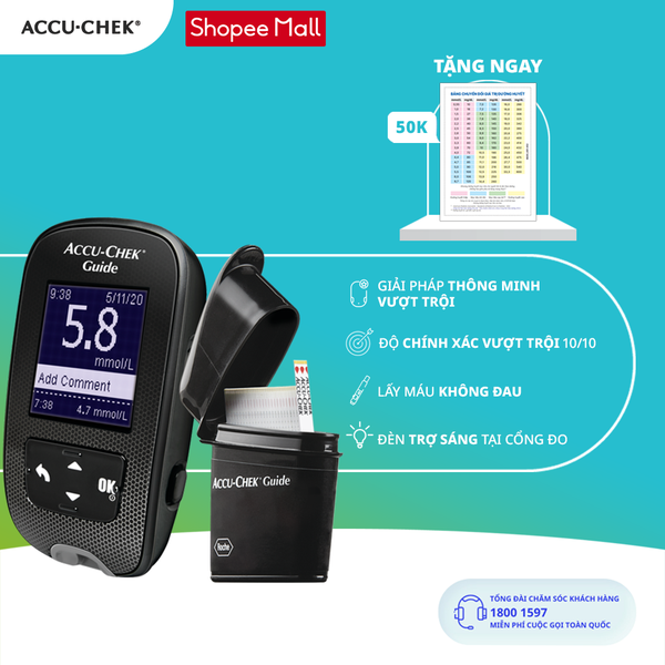 [COMBO] Máy Đo Đường Huyết ACCU-CHEK® Guide Kèm Hộp 50 Que Thử - MG/DL