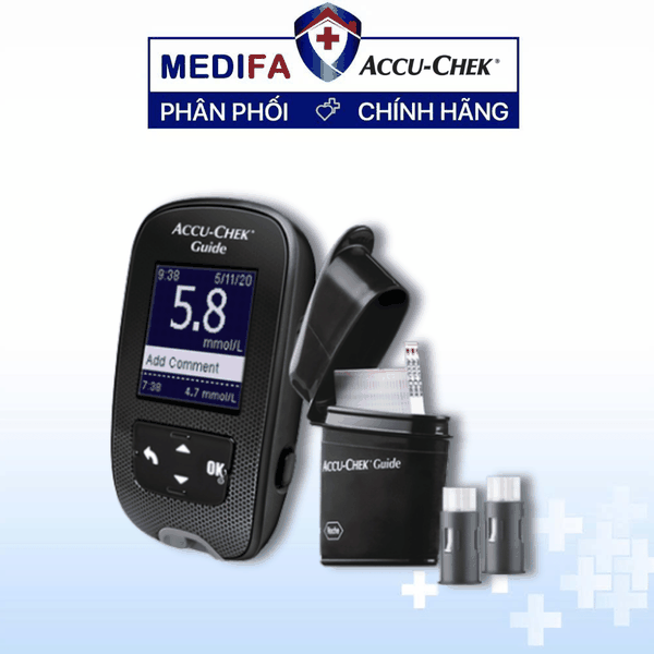 [COMBO] Máy Đo Đường Huyết ACCU-CHEK® Guide Kèm Hộp 25 Que Thử  & 24 Kim FastClix - MMOL/L