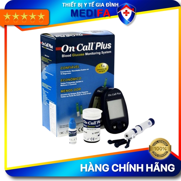 [COMBO] Máy Đo Đường Huyết On Call Plus (MMOL/L) Kèm Hộp Lọ 25 Que Thử & 25 Kim Lấy Máu