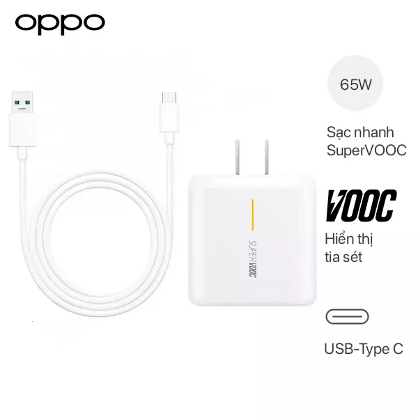 Bộ Sạc Siêu Nhanh SuperVOOC 65W Cho OPPO Find X2 Hàng Chính Hãng