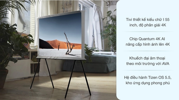 Smart Tivi Kiểu Chữ Có Chân The Serif QLED Samsung 4K 55 inch QA55LS01T