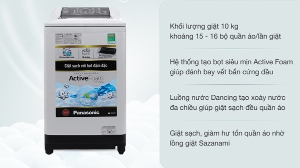 6,350k Máy giặt Panasonic 10 kg NA-F100A4GRV