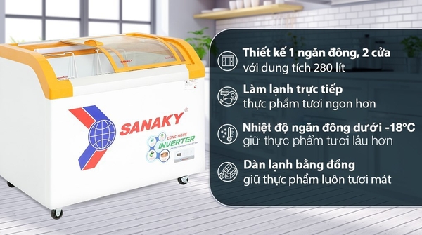 9450k Tủ Đông Sanaky Inverter 280 lít VH3899K3B