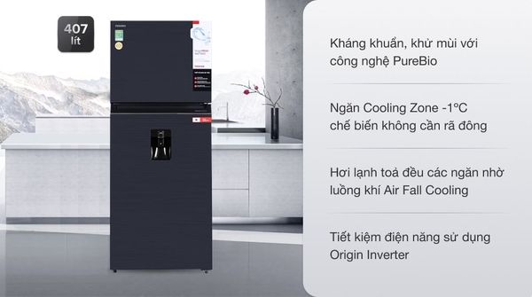 10.350k Tủ lạnh Toshiba Inverter 407 lít GR-RT535WE-PMV(06)-MG