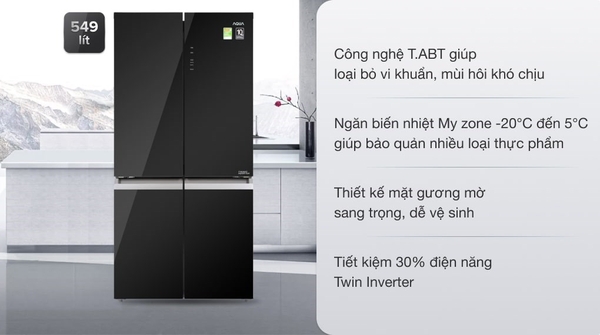 18,390k Tủ lạnh Aqua Inverter 549 lít AQR-IG636FM(GB)