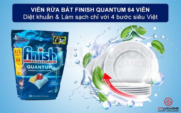 GD315 Viên rửa bát Finish Quantum túi 64 viên