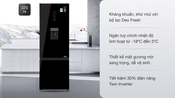11,890k Tủ lạnh Aqua Inverter 320 lít AQR-B379MA(WGB)