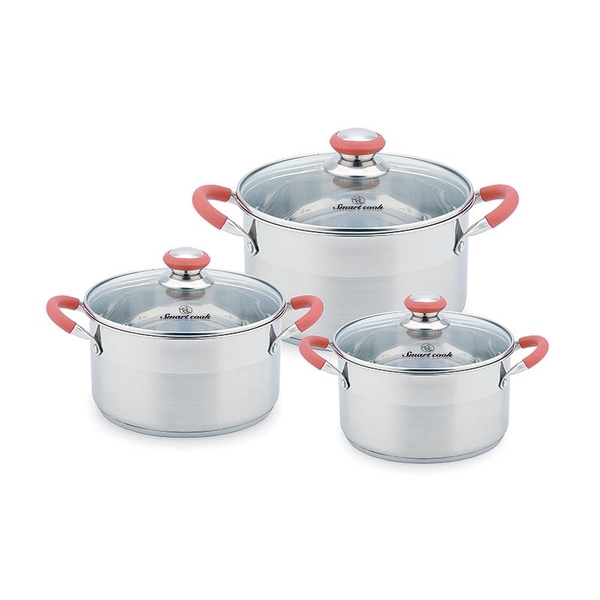 Giá giảm Sốc : 1,600k Bộ nồi Inox Smartcook 3 chiếc cỡ 18cm, 22cm, 26cm EL3336