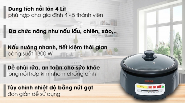 560k Nồi lẩu điện Supor HFK26EVN-130 4 lít