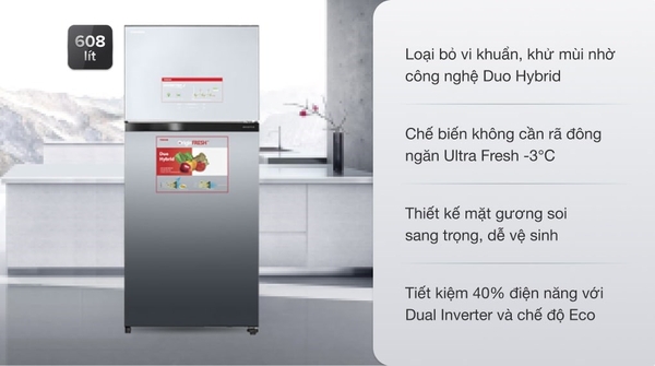 18,290k Tủ Lạnh Toshiba Inverter GR-AG66VA(X) 2 Cánh 608 Lít