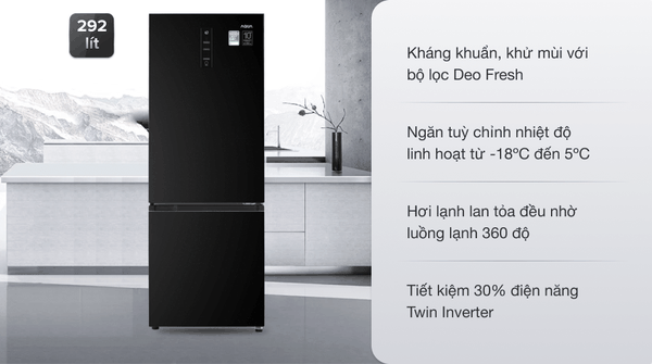 8,890k Tủ lạnh Aqua Inverter 292 lít AQR-B348MA(FB)