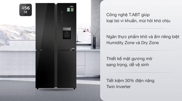 18,490k Tủ Lạnh Aqua Inverter AQR-IGW525EM(GB) 456 Lít