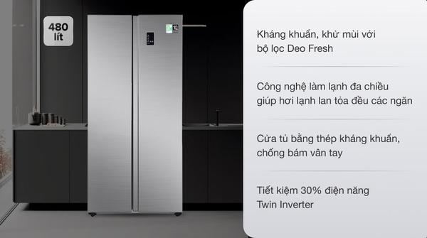 13,290k Tủ lạnh Aqua Inverter 480 lít AQR-S480XA(SG)