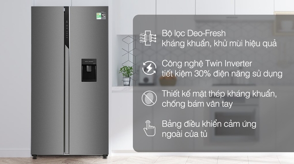 17,090k Tủ lạnh Aqua Inverter 524 lít AQR-SW541XA(BL)