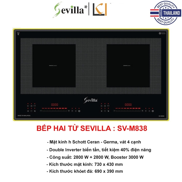 Bếp Điện Từ Sevilla SV-M838, 2 Từ | Made In ThaiLanD