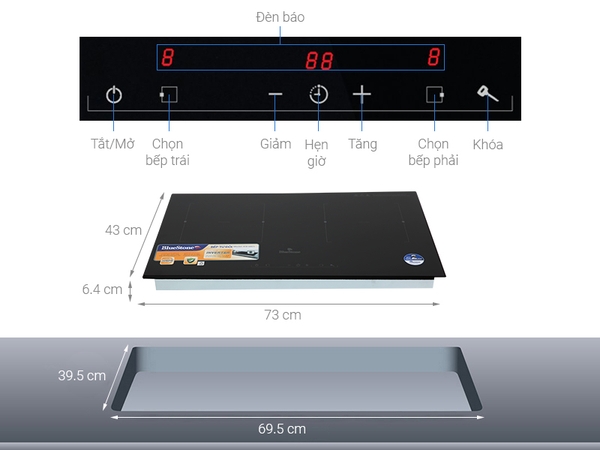 99Blu3800 Bếp từ đôi lắp âm BlueStone ICB-6821