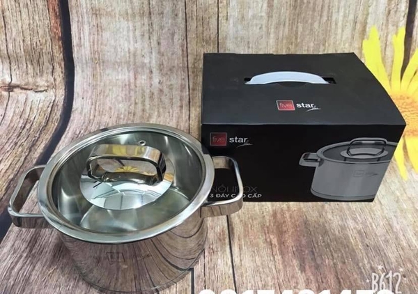 Nồi bột inox 3 đáy vung kính FIVESTAR 16cm
