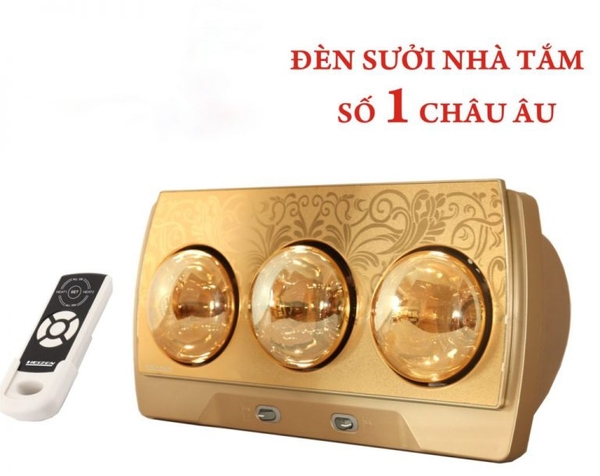 Giá giảm SỐC: 1100k - HE3B - HEIZEN 3 bóng vàng, công tắc, mặt hợp kim. Công suất 825w.Bảo hành 10 năm