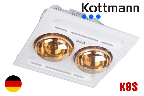 Giá giảm SỐC: 875k - K9S - KOTTMANN Đèn sưởi âm trần 2 bóng công tắc, Công suất 550w, Bảo hành 3 năm