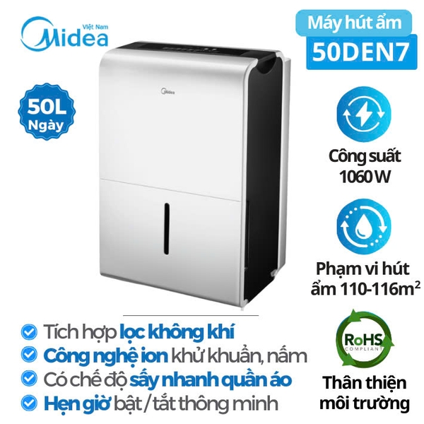 GD6500 Máy hút ẩm kiêm sấy, lọc không khí Midea MDDP50DEN7-QA3 50L/ngày
