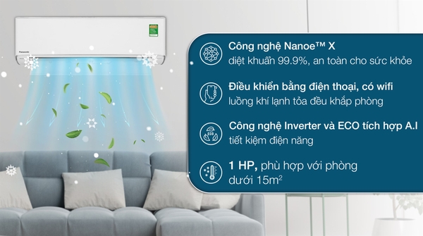 HH11700 Điều hòa Panasonic inverter 1 chiều 9000BTU XU9ZKH-8
