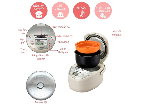 10TGD3770 Nồi cơm điện tử Tiger JAX-S10W - 1L