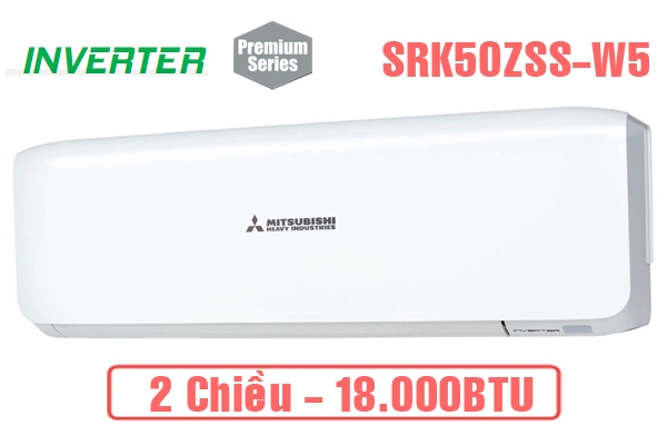 Giá Giảm Sốc: 22.120kĐiều hòa Mitsubishi Heavy 18000BTU 2 chiều inverter SRK50ZSS-W5