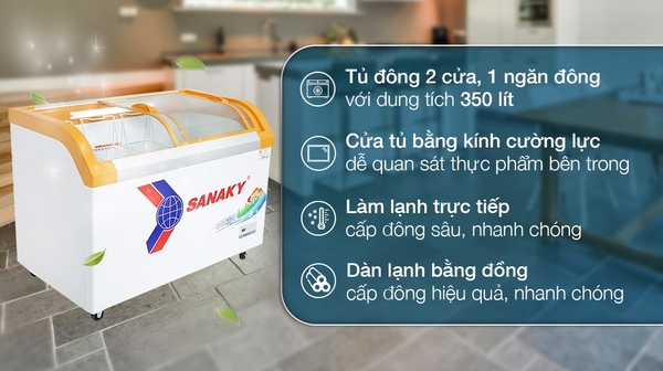 10000k Tủ đông Sanaky 350 lít VH4899KB