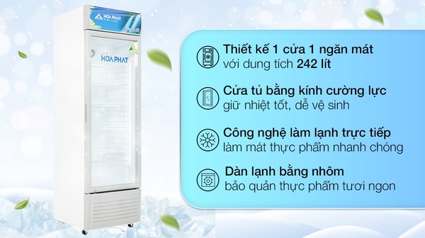 Tủ mát Hòa Phát 242 Lít HSC 600F1R1