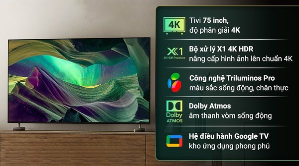 27.500k Google Tivi Sony 4K 75 inch KD-75X85L