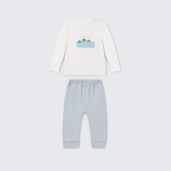 Bộ dài tay La Pomme nhóm bạn vui vẻ - 6,9,12,18M,3Y,4Y,5Y Trắng