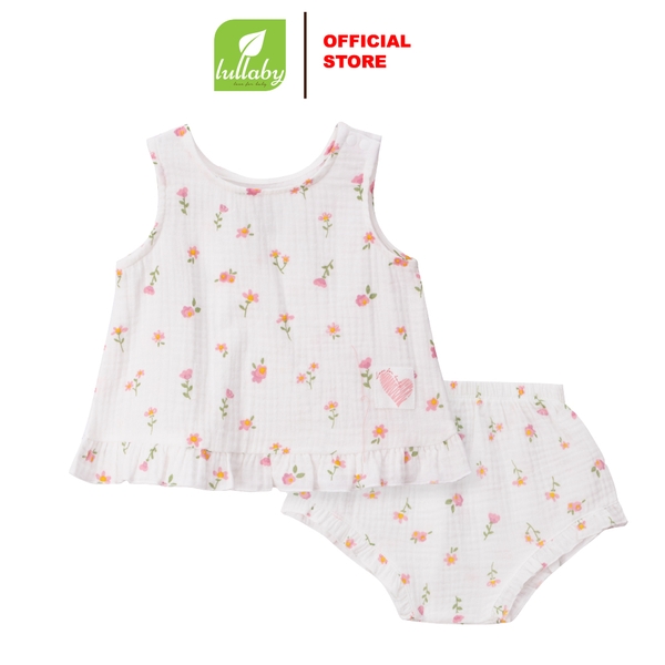 Lullaby Bộ BG sát nách NH303N - Trắng in - 9,12,18,24M, 3Y