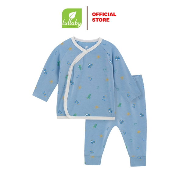 Lullaby Bộ cài lệch dài tay NH358N - Xanh in - 1,3,6M