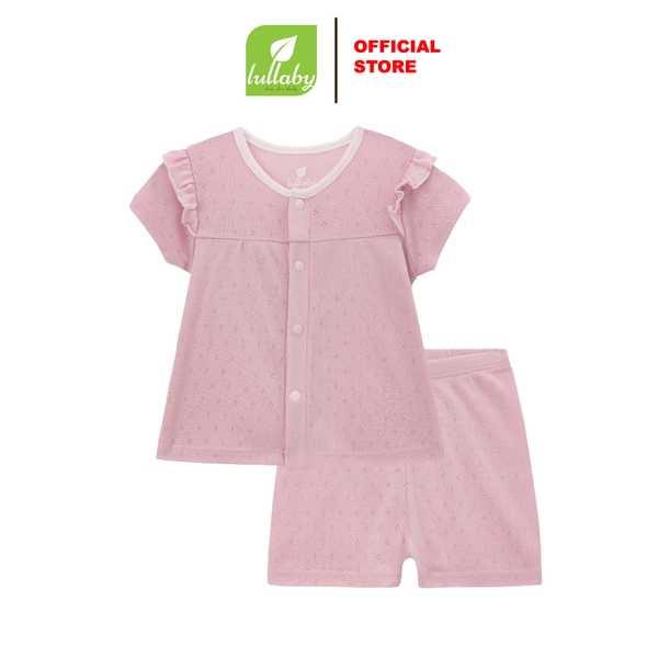 Lullaby Bộ bé gái cộc tay NH378N - Tím - 1,3,6M